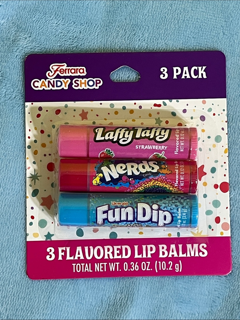 Taste Beauty Candy Shop Flavored Lip Balm, Pack of 3, Nerds-Laffy Taffy-Fun Dip